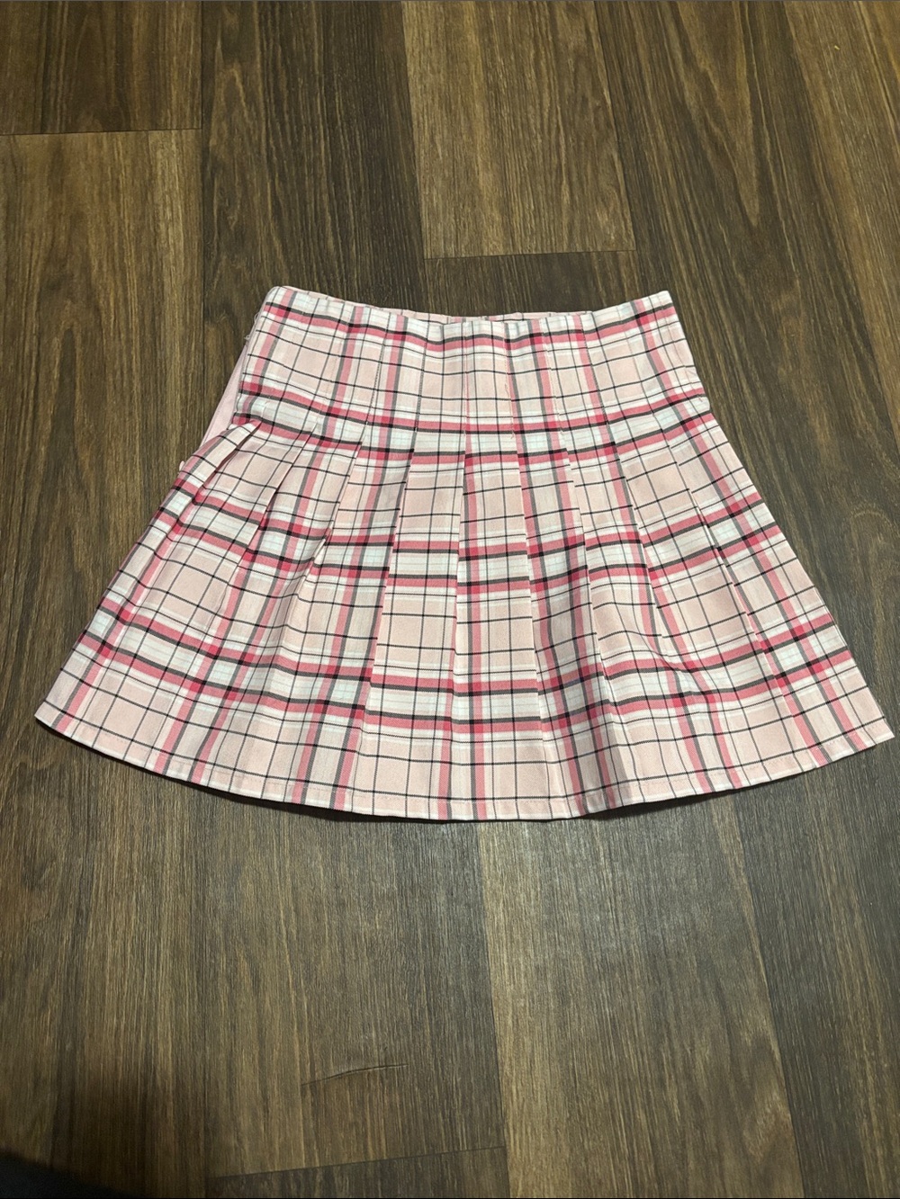 No Boundaries Pink Plaid Pleated Mini Skirt